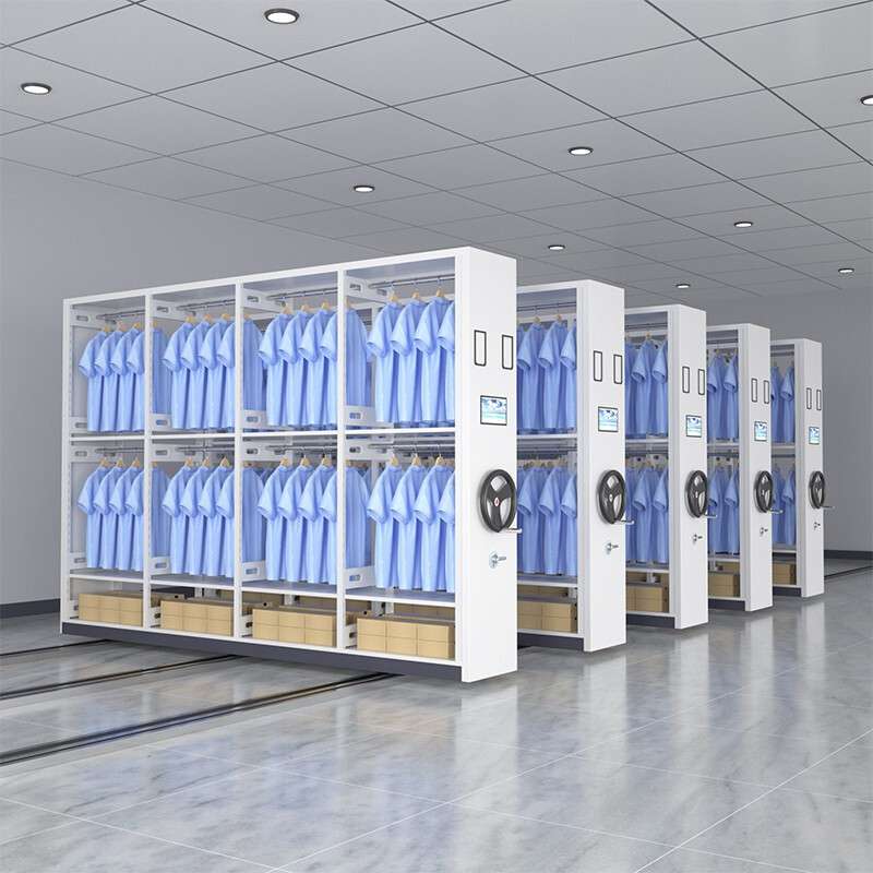 带地轨电动智能密集架手摇移动钢制密集柜衣架高档服装收纳储物架