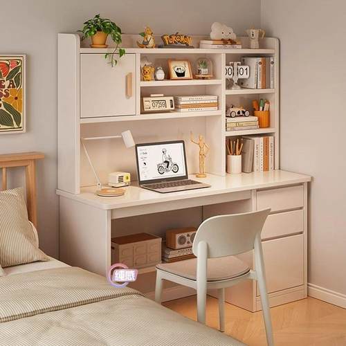 学生家用台式小桌子现代简约电脑桌一套子椅子书桌书柜一体写字桌