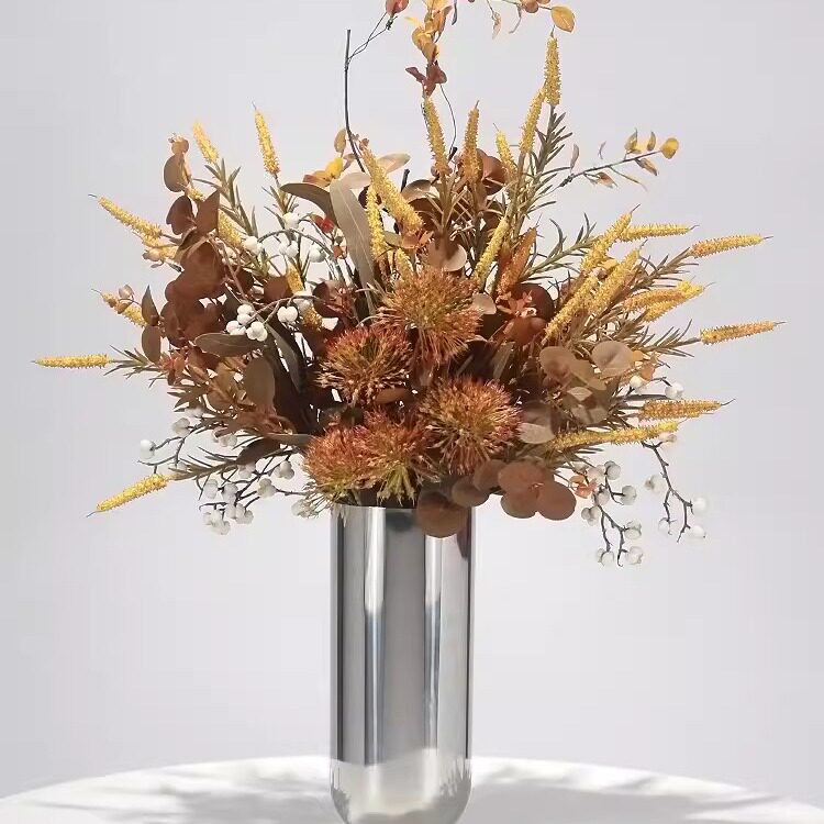 现代轻奢仿真花套装橙色花艺客厅茶几装饰花样板房洽谈桌软装摆件