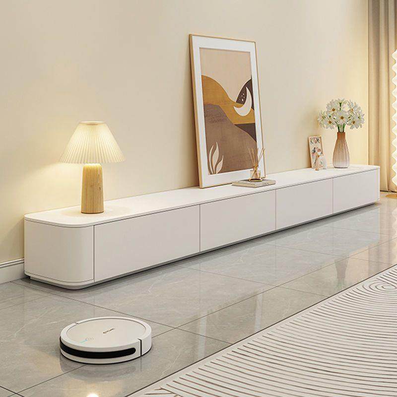 纯实木电视柜岩板落地柜灰白烤漆现代简约奶油风极简小户型地台柜