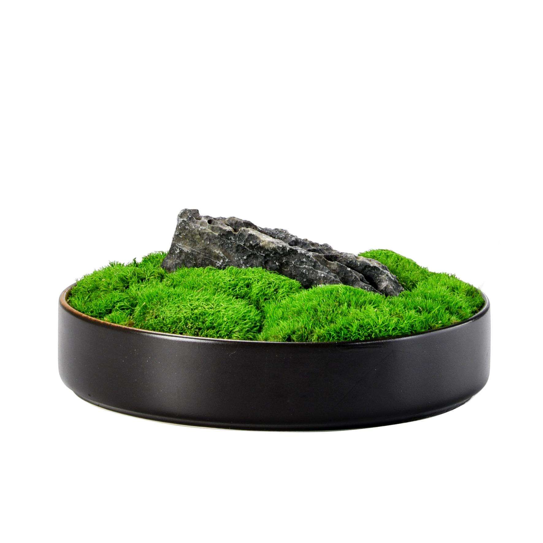 新中式现代轻奢高端手工瓷器大理石花器青苔插花盆栽软装搭配装饰