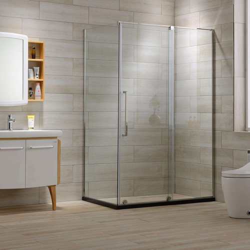 北欧方形不锈钢淋浴房简约滑轨平移门卫生间浴室防水玻璃淋浴隔断