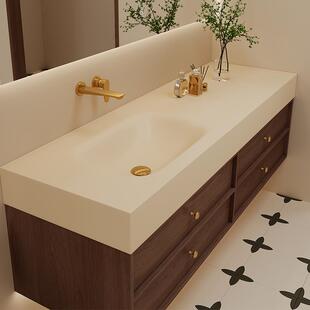 X90U中古风岩板热弯无缝一体盆浴室柜组合卫生间洗漱台洗手洗X20