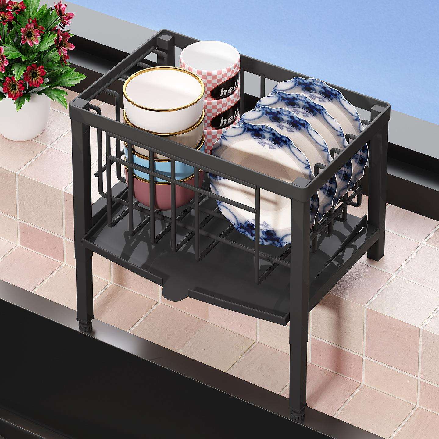 厨房抹布晾晒架放窗台上的置物架毛巾晾晒神器多功能水槽旁窗边篮