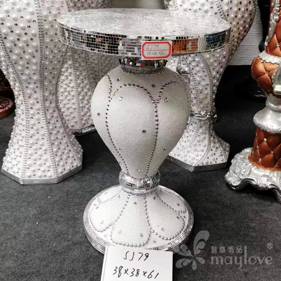 方格子碎玻璃时尚花插台凳