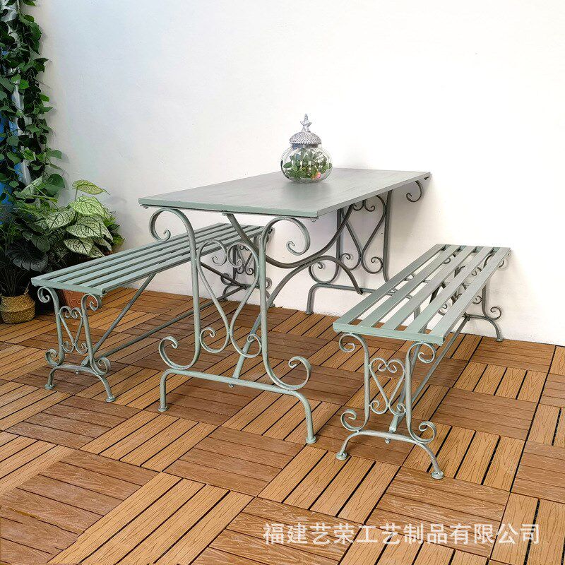 欧式铁艺花园桌椅户外桌阳台桌子餐厅休闲吧室外茶几庭院花园长桌