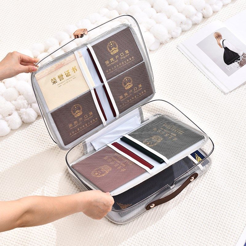 大容量证件收纳包多层收纳盒家庭文件档案收纳盒护照夹证件包