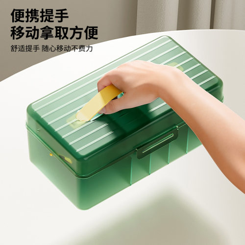 数据线收纳盒翻盖桌面手机充电线耳机分格理线器防尘抽屉整理