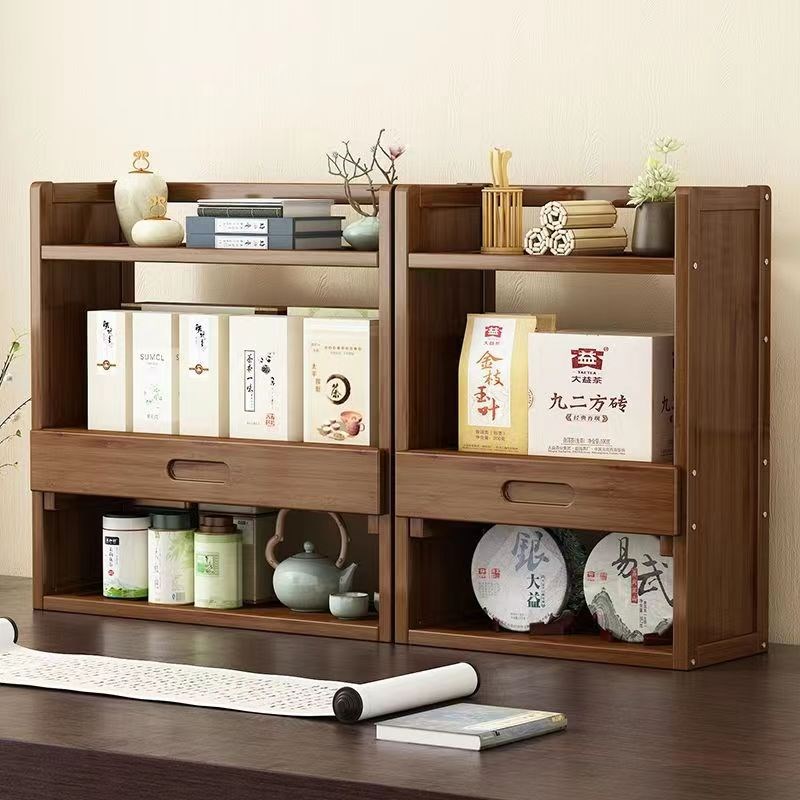 简易置物架桌面儿童落地多层客厅小型学生实木桌上收纳书柜书架