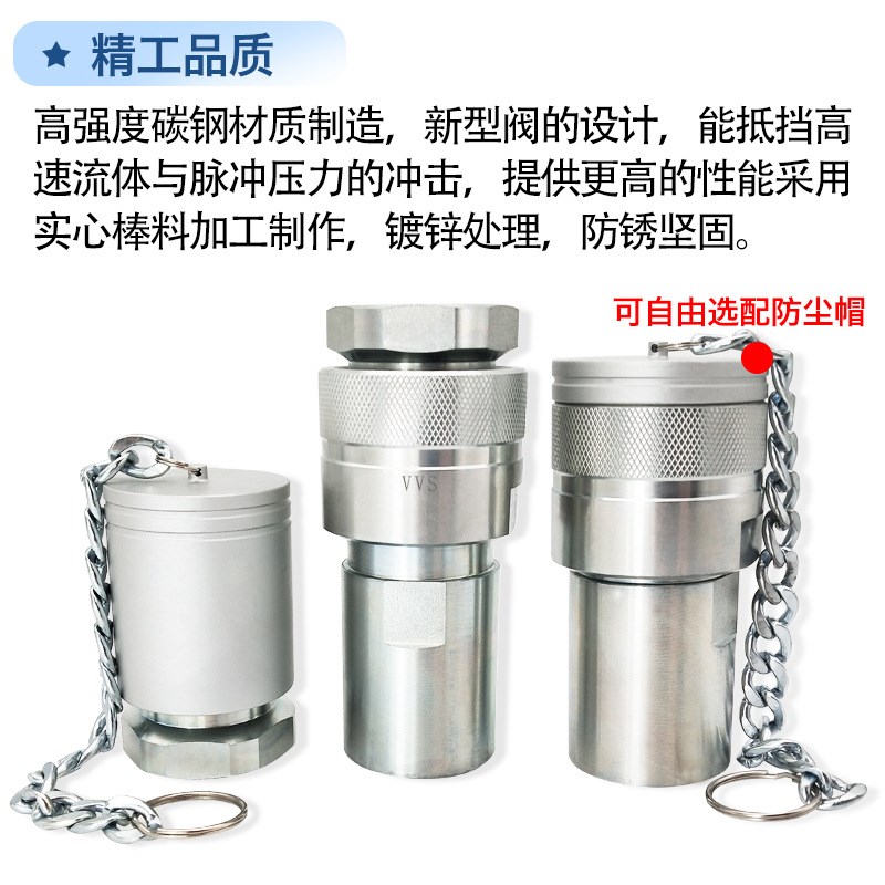 螺纹锁紧式液压快速接头ZJ-VVS高压油管接头碳钢密封油泵连接插头