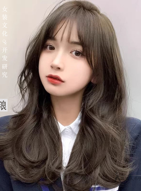 网红大波浪女装大佬假发全头套伪娘用品cd变装男用空气刘海长卷发