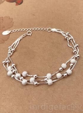 新款999纯手链in设s小众计2银022年女新款手镯女生生日礼物冷淡风