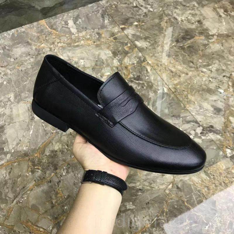 新款男季鞋秋新款潮商真皮百搭务皮鞋男士休闲软底透气流一脚蹬豆