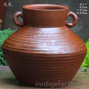 新款花手工仙复古粗陶盆无孔盆陶罐水培创意铜钱草盆水花盆碗莲鱼