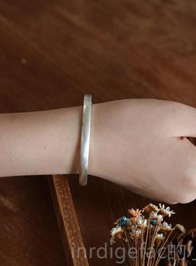 新款999纯手原创光板细镯可手刻银字定工制图案送女友闺蜜礼物