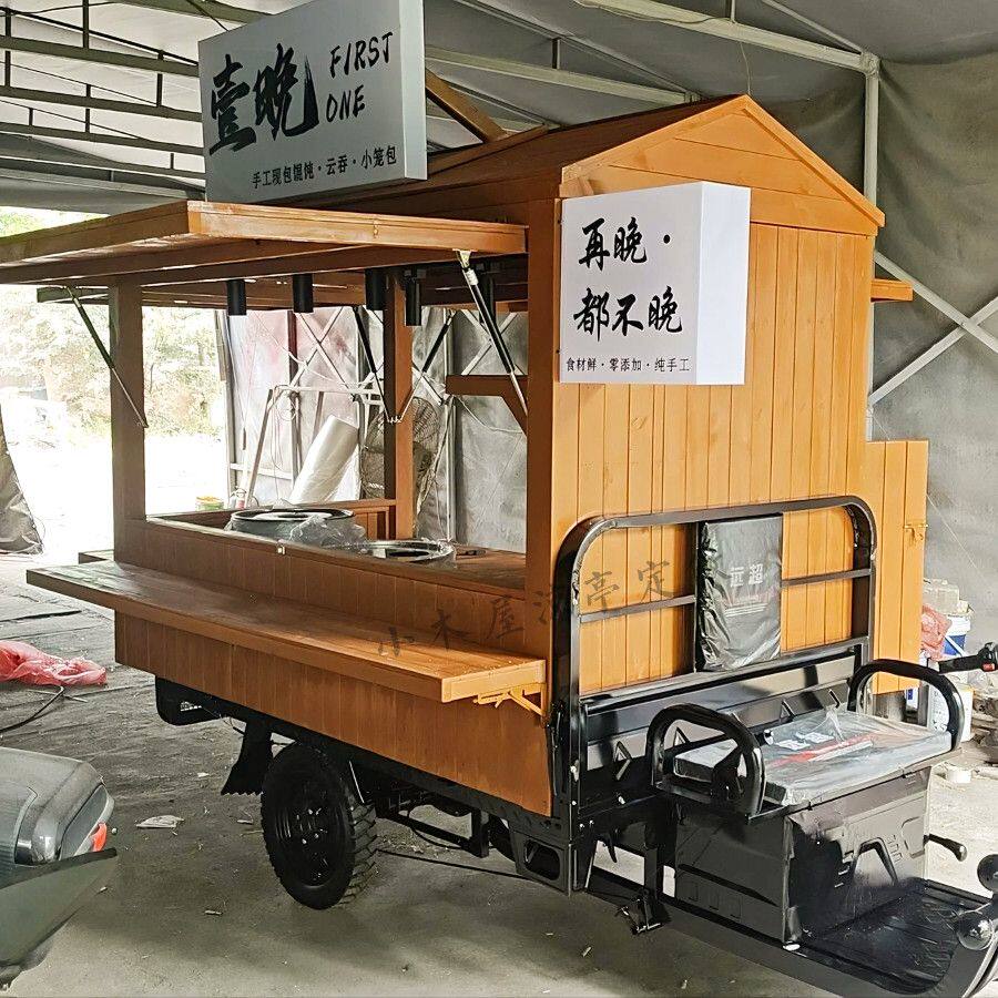 定制商场街头摆摊售卖车烧鸟车景区集市木制餐车小吃街移动售货车