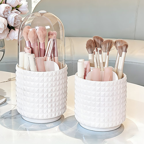 旋转化妆刷子筒分格防尘刷桶