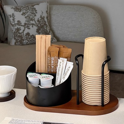 纸杯架取杯器茶包吸管咖啡糖包置物架吧台餐边柜一次性杯子置物架