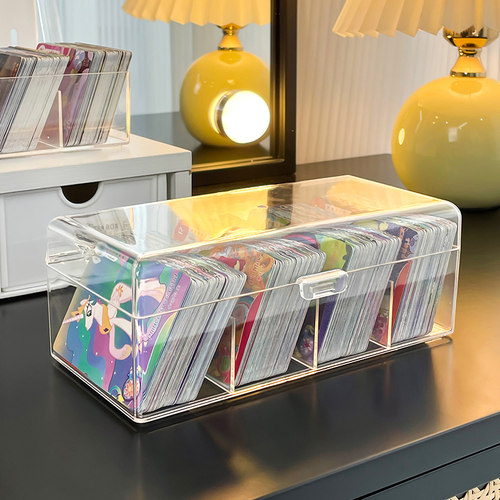 卡片收纳盒透明亚克力带盖防尘