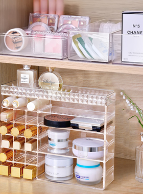 口红眼影收纳盒镜柜分格彩妆香水整理梳妆台置物架网红化妆品盒
