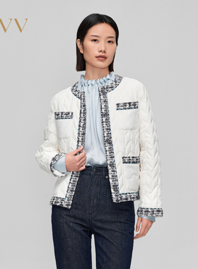 OVV秋冬圆领特殊绗线拼边羽绒服GWRAJ43101A