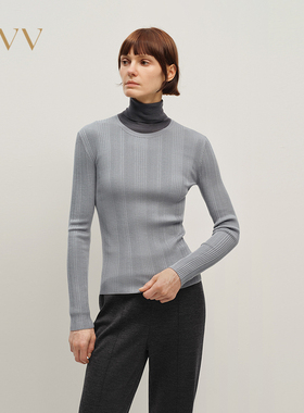 【黄金羊毛】OVV2025秋冬新款可机洗圆领长袖针织衫GNZAJ35111A