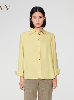 OVV秋冬撞色牛角扣长袖衬衫GNEAJ33107A
