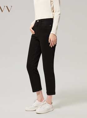 OVV秋冬女装意大利进口面料休闲挺括卷边锥形牛仔裤GKNAJ32103A