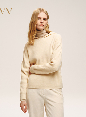 OVV2025秋冬新款简约休闲舒适羊毛连帽套头长袖针织衫GNZAJ35105A