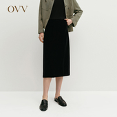 OVV秋冬女装 极夜丝绒 进口面料直筒半身裙GQDDJ34119A