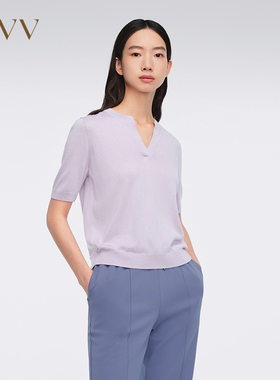 OVV春夏女装丝羊绒混纺简约经典基础短袖针织衫GNZBJ14003A