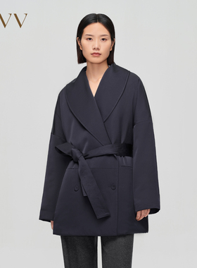 OVV秋冬新款光泽感面料青果领双排扣羽绒服外套GWRAJ43118A