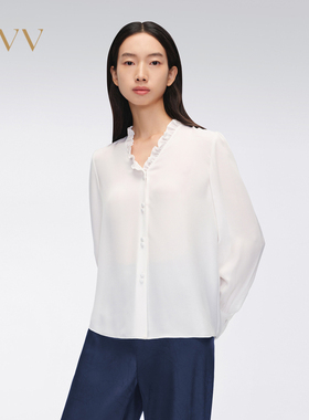 【重磅真丝】OVV春夏女装22MM双乔V领长袖休闲衬衫GNEAJ14008A