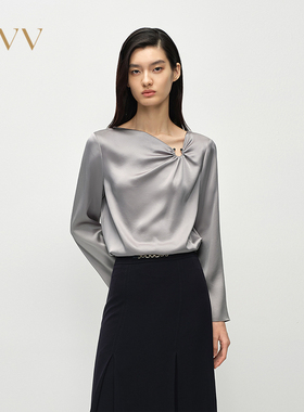 OVV春夏热卖女日本进口缎面醋酸金属圆环点缀上衣GNSAJ15008A