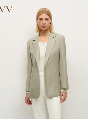OVV秋冬女装简约舒适平驳领羊毛花呢休闲西服外套GWXAJ34103A