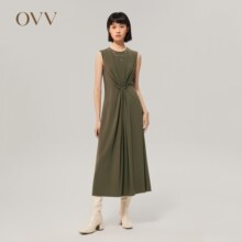 女装 OVV秋冬热卖 连衣裙 叠褶束腰无袖