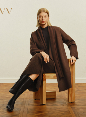 OVV秋冬女装简约随附腰带围巾保暖羊毛双面呢大衣GWDAJ44105A