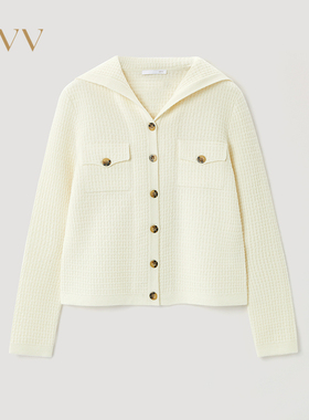 OVV2025秋冬新款经典优雅海军领羊毛休闲长袖针织外套GWZAJ35106A