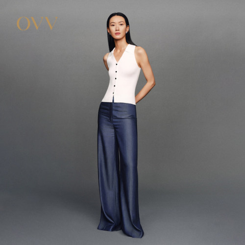 OVV春夏热卖女装铜氨纤维舒适光泽牛仔阔腿裤休闲长裤GKCAJ14017A