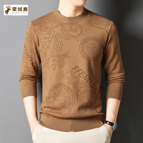 梦鲸好物男士圆领羊绒衫秋冬毛衣