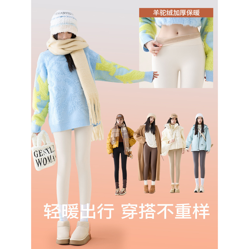 SPLELED加绒鲨鱼裤羊驼绒打底裤