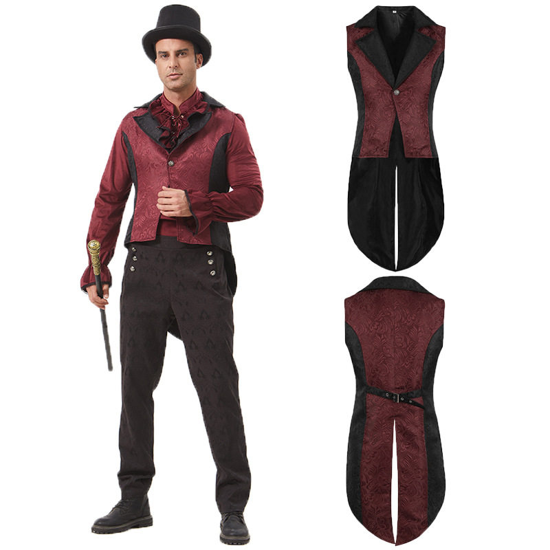 跨境中世纪服装亚马逊wish新款男装复古男款礼服马甲万圣节服装