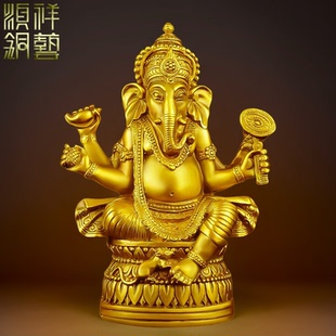 纯黄铜象鼻财神象神摆件天目象泰式 饰品象鼻神 家居桌面摆件车载装