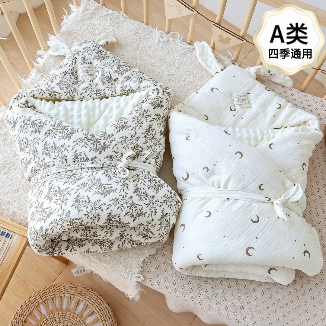新生儿纯棉豆豆绒加厚抱被