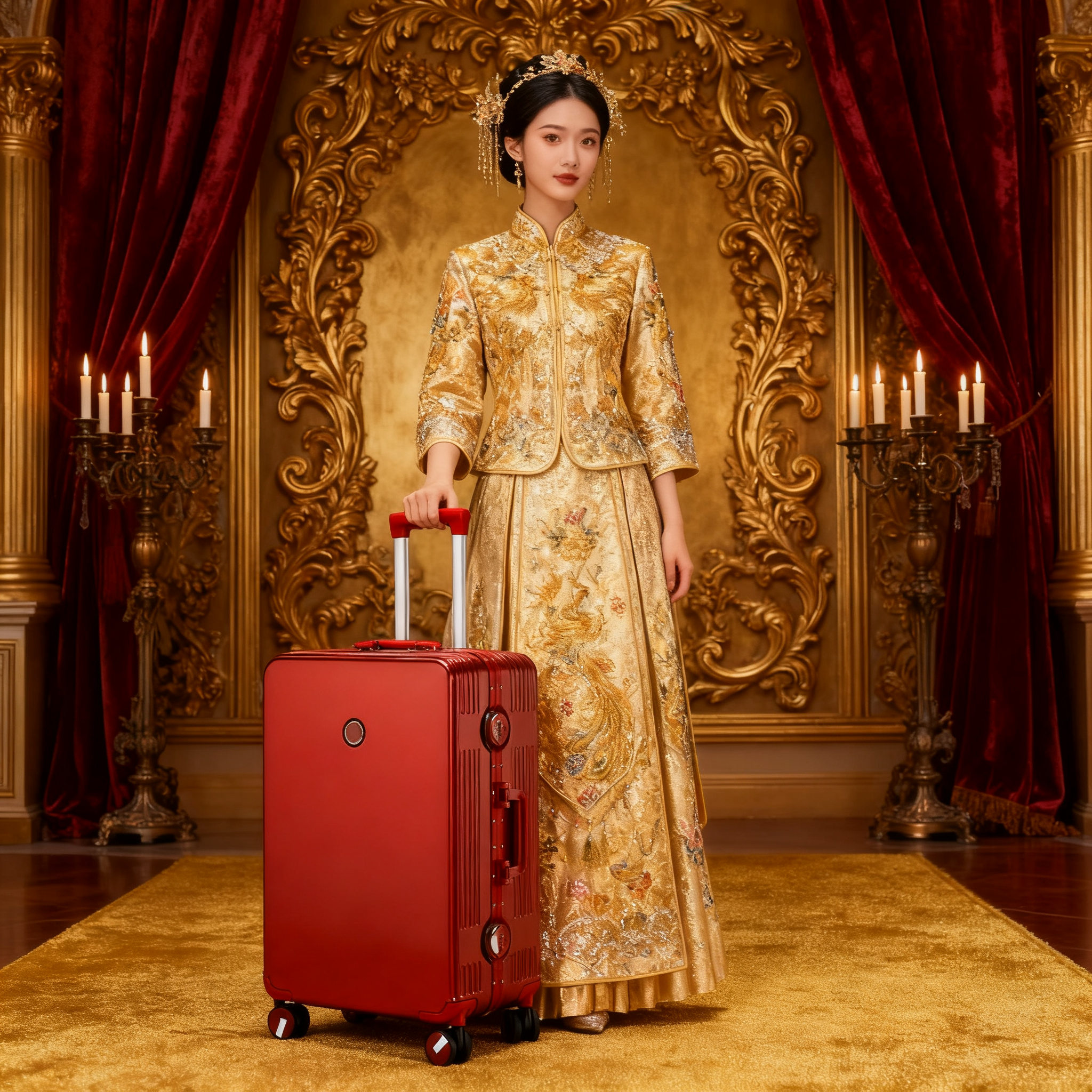 结婚行李箱陪嫁箱红色皮箱拉杆箱