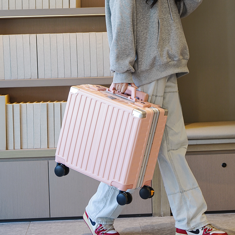 粉色16寸铝框旅行箱男女18登机
