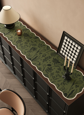 鞋柜台面垫子玄关柜子长条桌布中古风餐边柜保护垫电视柜桌垫盖布