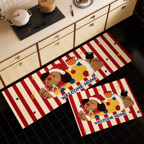 美式卡通厨房防滑防油地垫免清洗