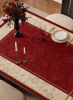 餐桌垫防水防油免洗高级感桌面保护垫防烫耐高温红色2026新年桌布