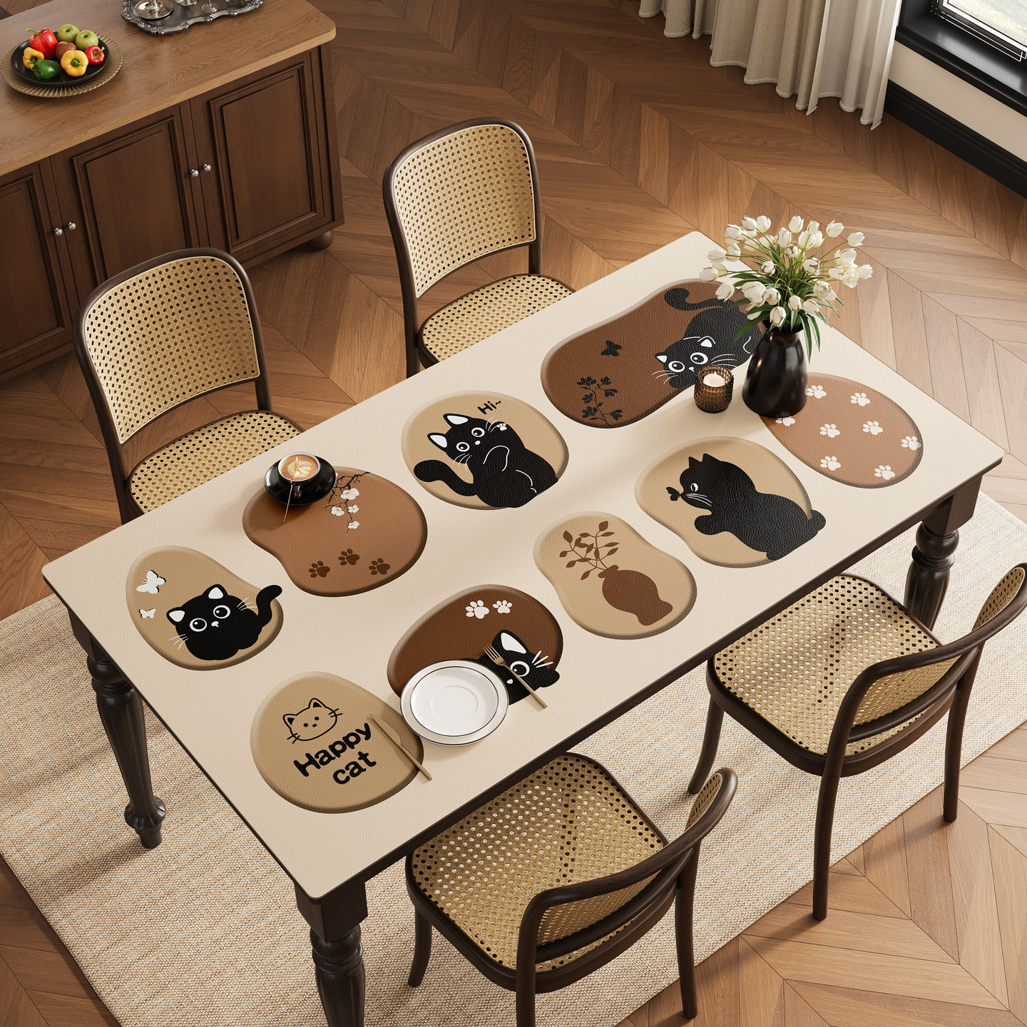 餐桌垫防油防水高级感家用免洗桌布茶几保护垫耐高温防烫桌面垫子,居家布艺,桌布,淘宝优惠券,粉丝福利购,淘宝优惠卷